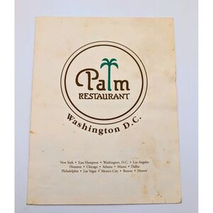 Vintage Palm Restaurant Washington DC Dinner Menu Steakhouse Ephemera